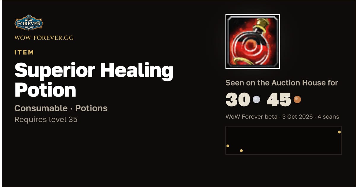 The preview card for Superior Healing Potion
