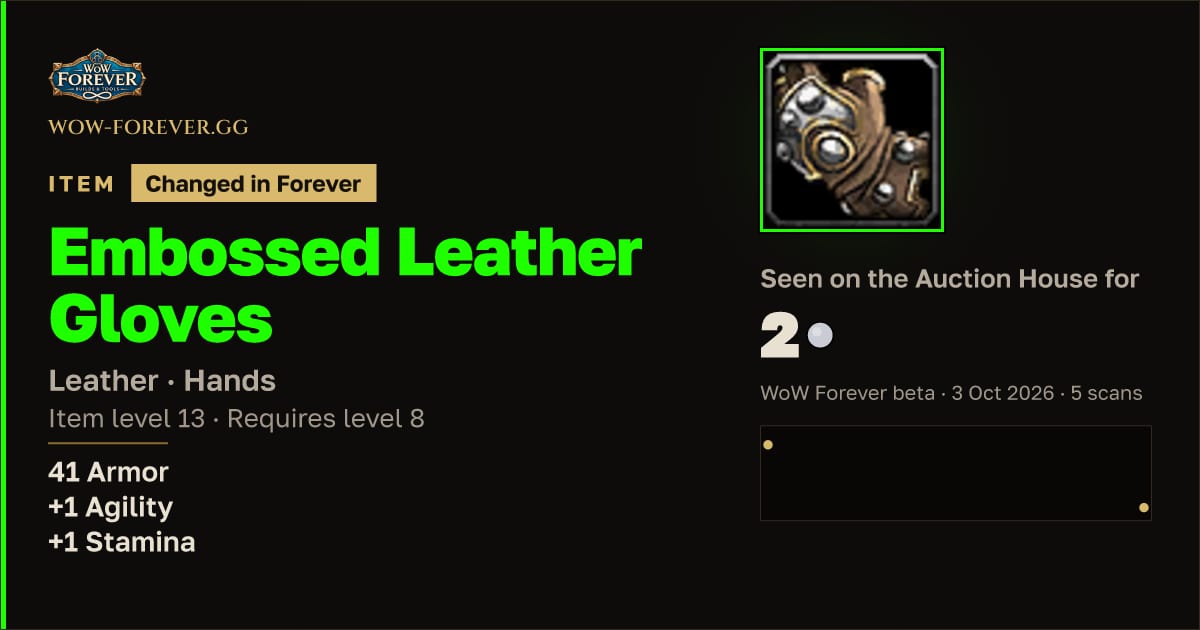 The preview card for Embossed Leather Gloves