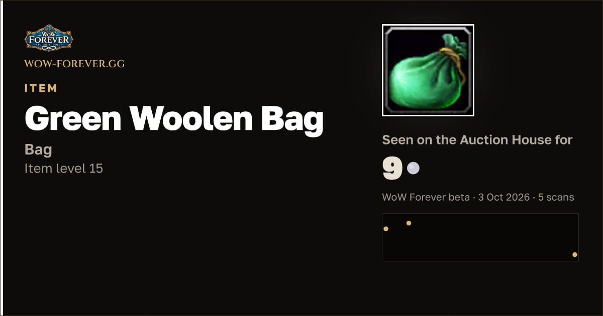 The preview card for Green Woolen Bag