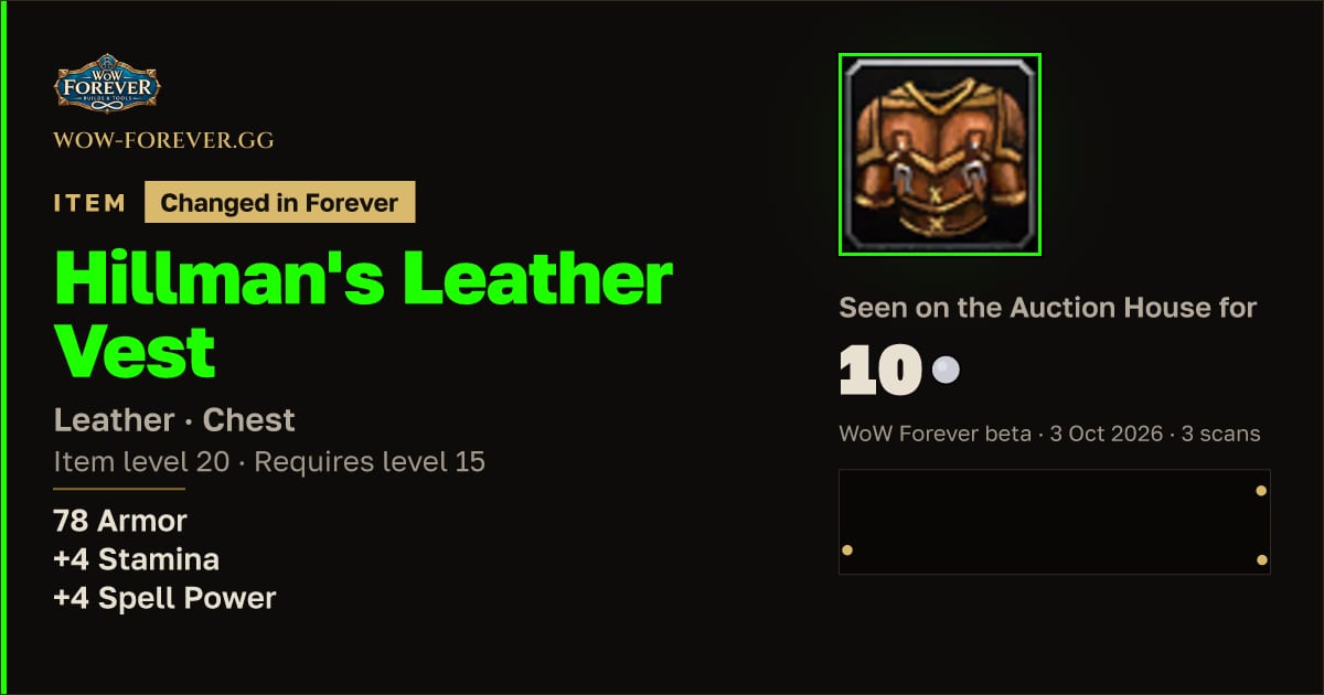 The preview card for Hillman's Leather Vest