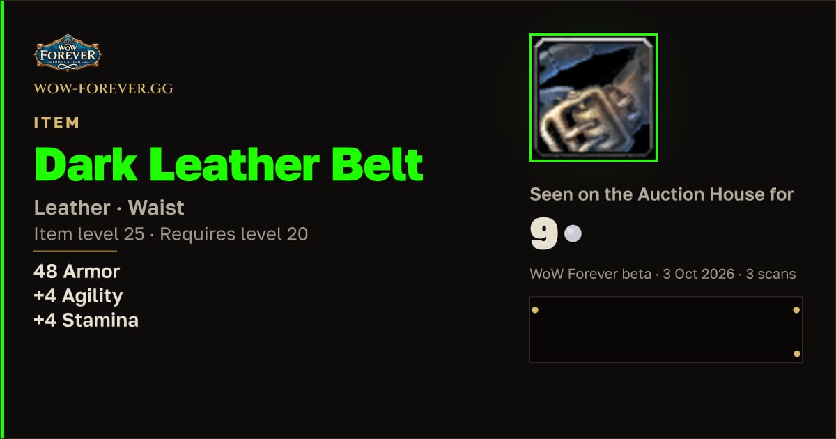 The preview card for Dark Leather Belt