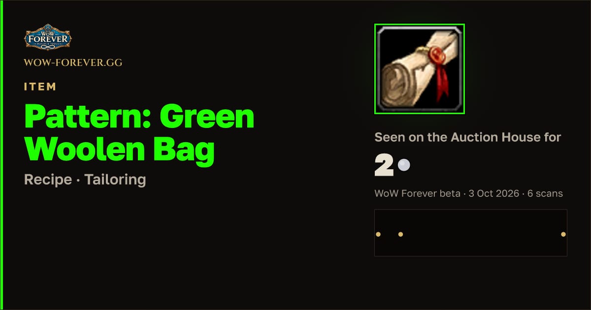 The preview card for Pattern: Green Woolen Bag