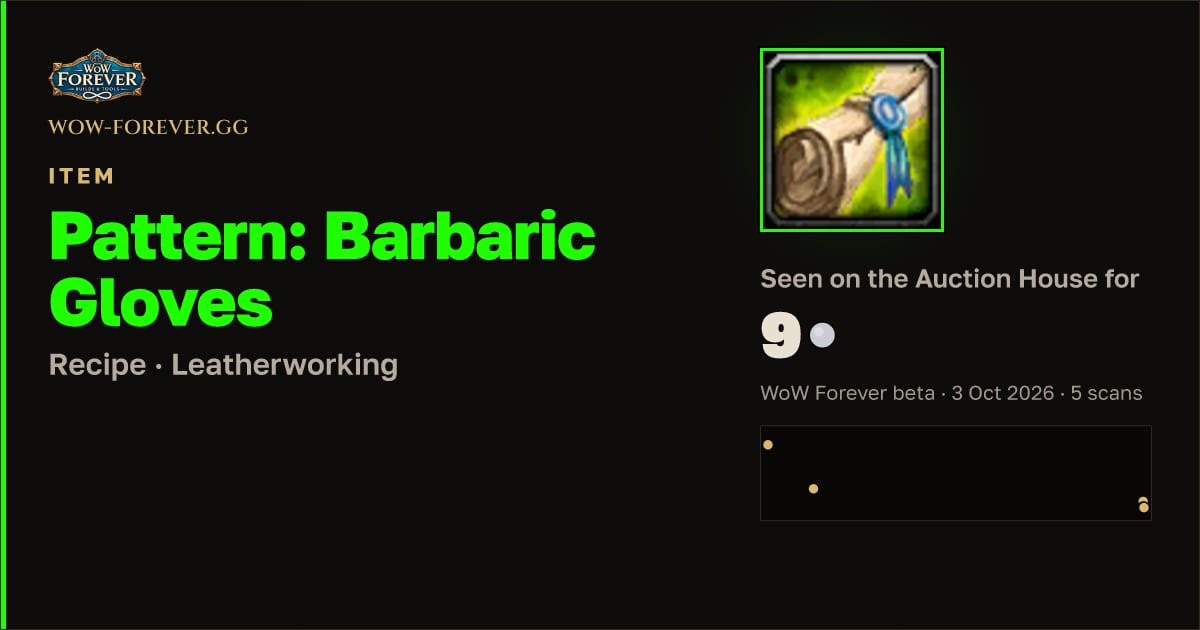 The preview card for Pattern: Barbaric Gloves