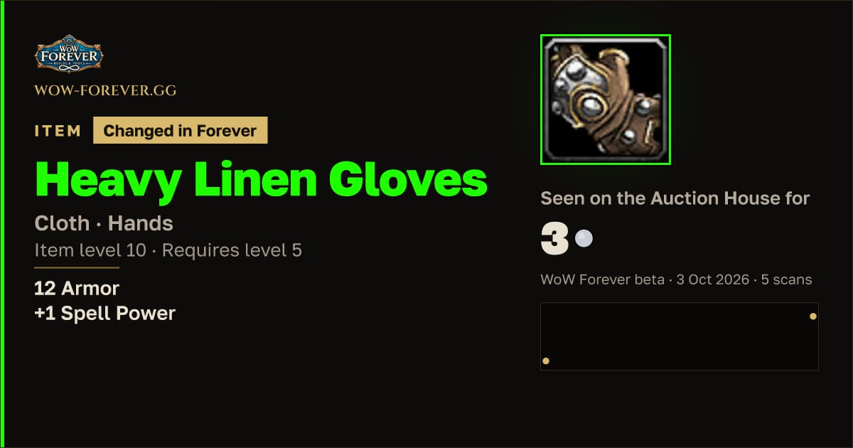 The preview card for Heavy Linen Gloves