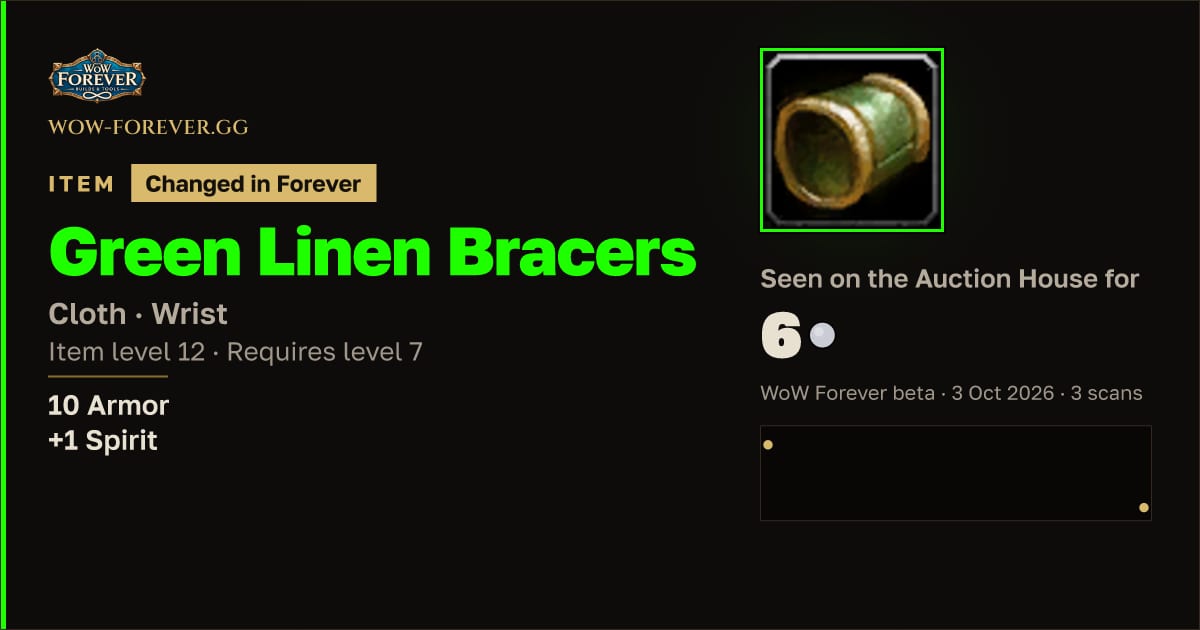 The preview card for Green Linen Bracers