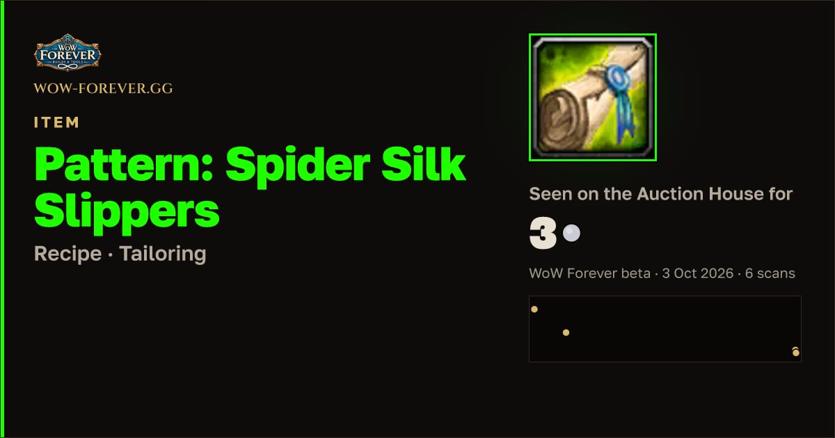 The preview card for Pattern: Spider Silk Slippers
