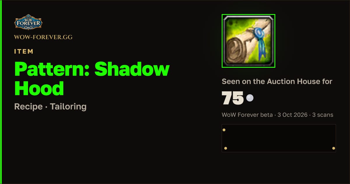 The preview card for Pattern: Shadow Hood