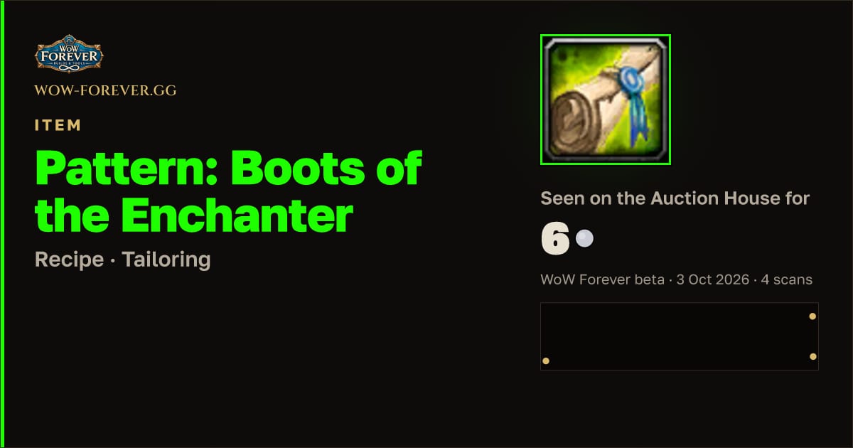 The preview card for Pattern: Boots of the Enchanter