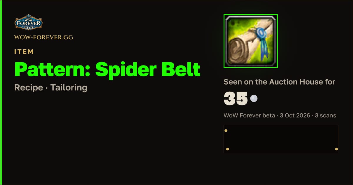 The preview card for Pattern: Spider Belt