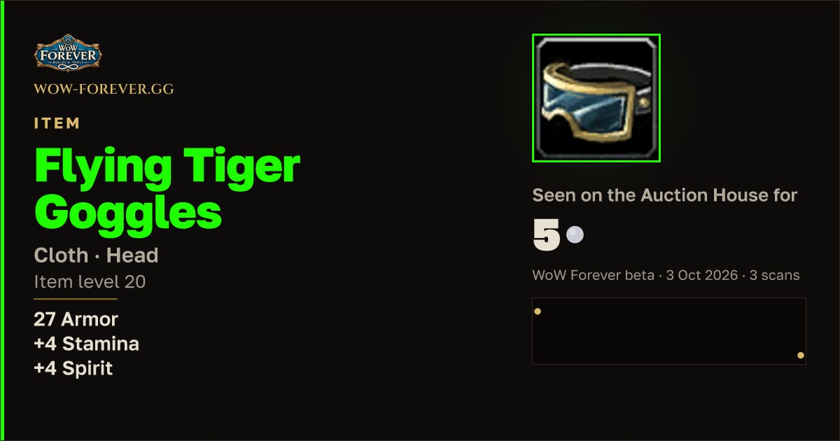 The preview card for Flying Tiger Goggles