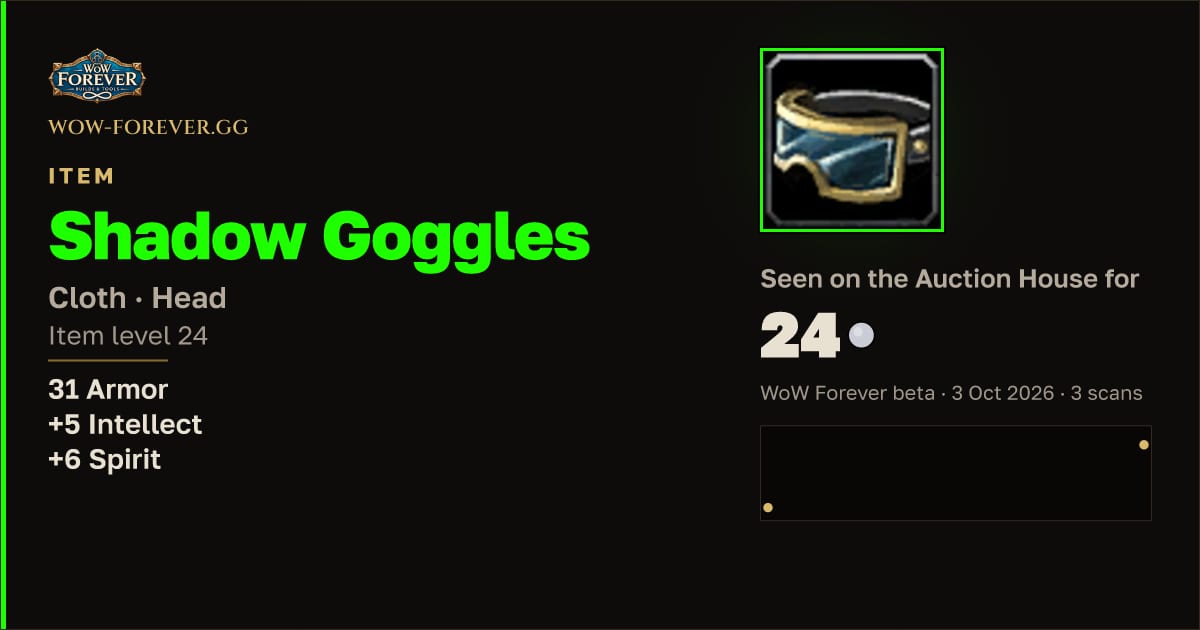 The preview card for Shadow Goggles