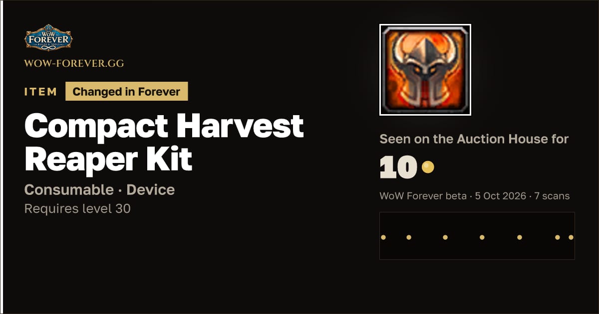 The preview card for Compact Harvest Reaper Kit