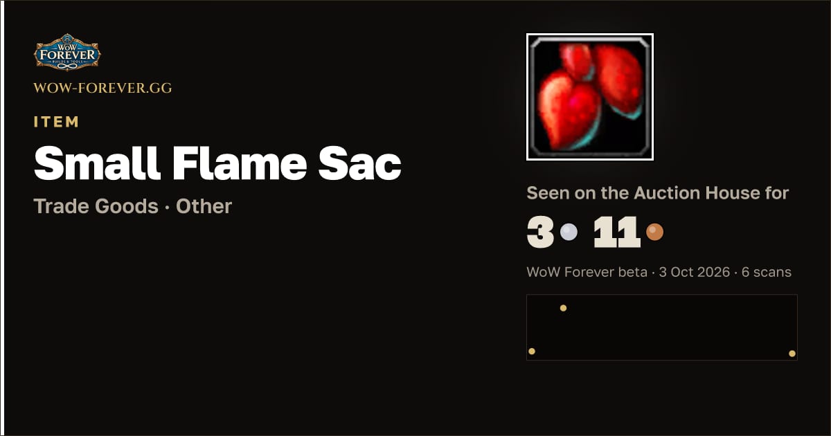 The preview card for Small Flame Sac
