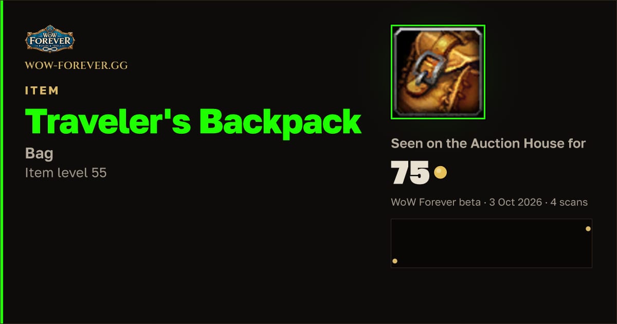 The preview card for Traveler's Backpack