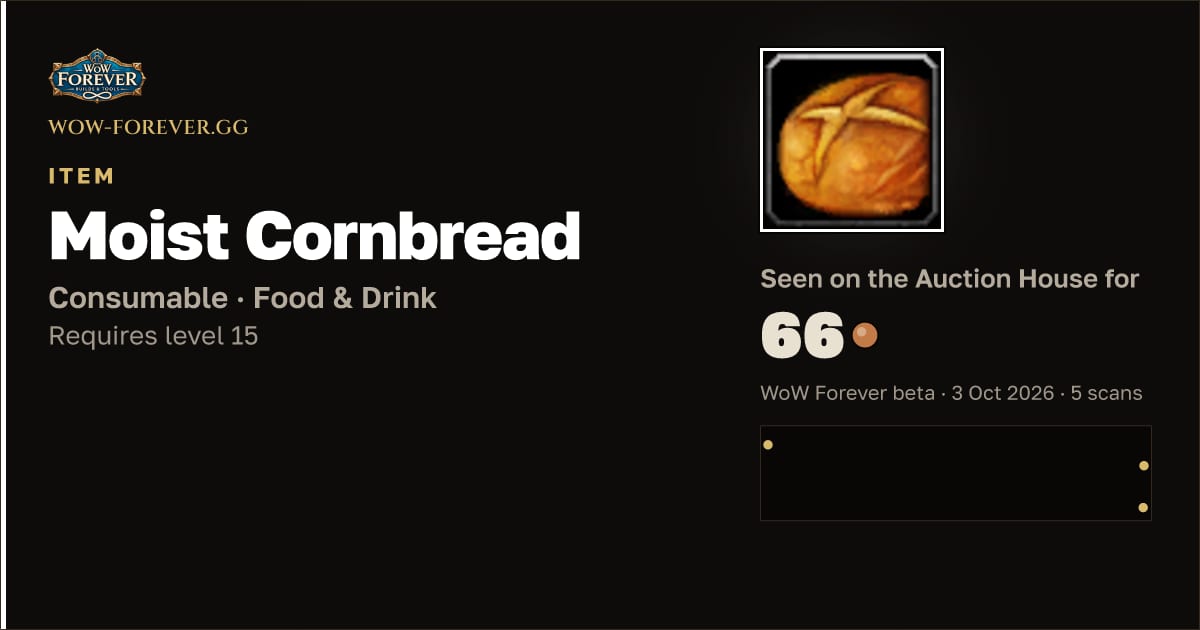 The preview card for Moist Cornbread
