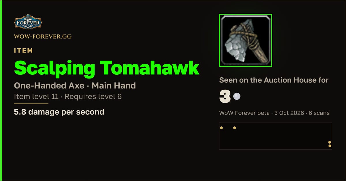 The preview card for Scalping Tomahawk