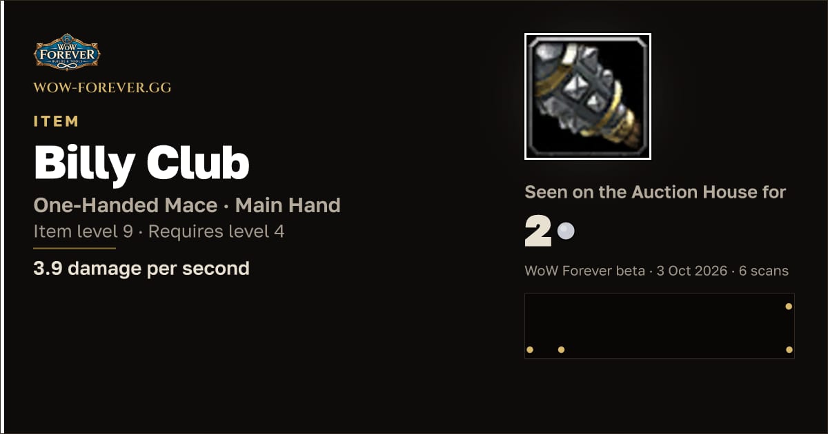The preview card for Billy Club