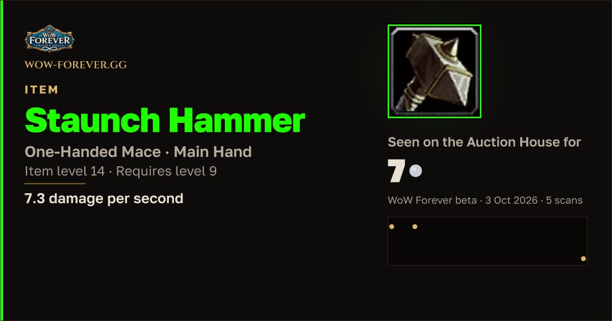 The preview card for Staunch Hammer