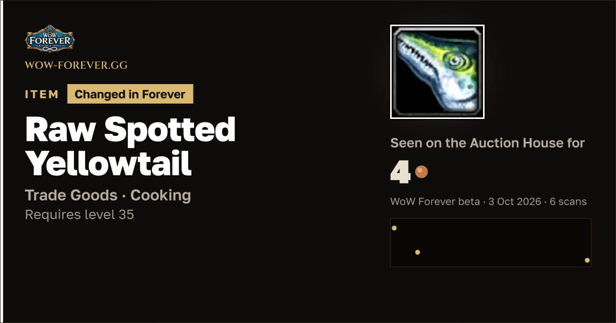 The preview card for Raw Spotted Yellowtail