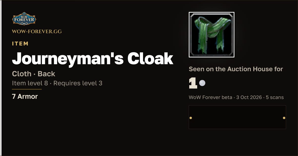 The preview card for Journeyman's Cloak