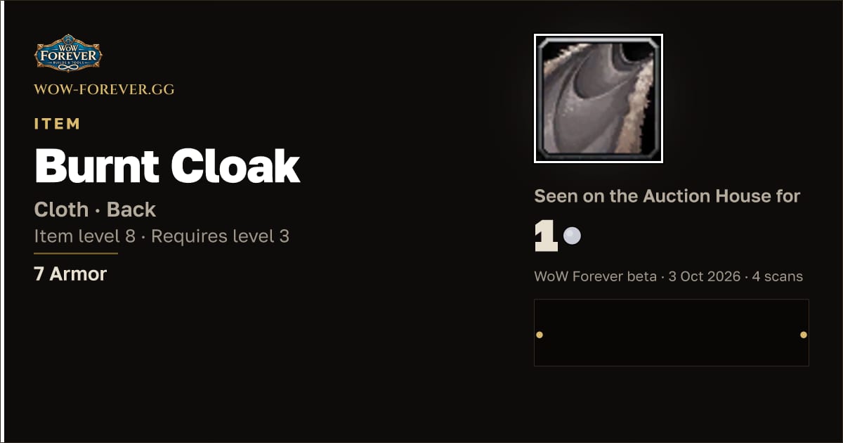 The preview card for Burnt Cloak