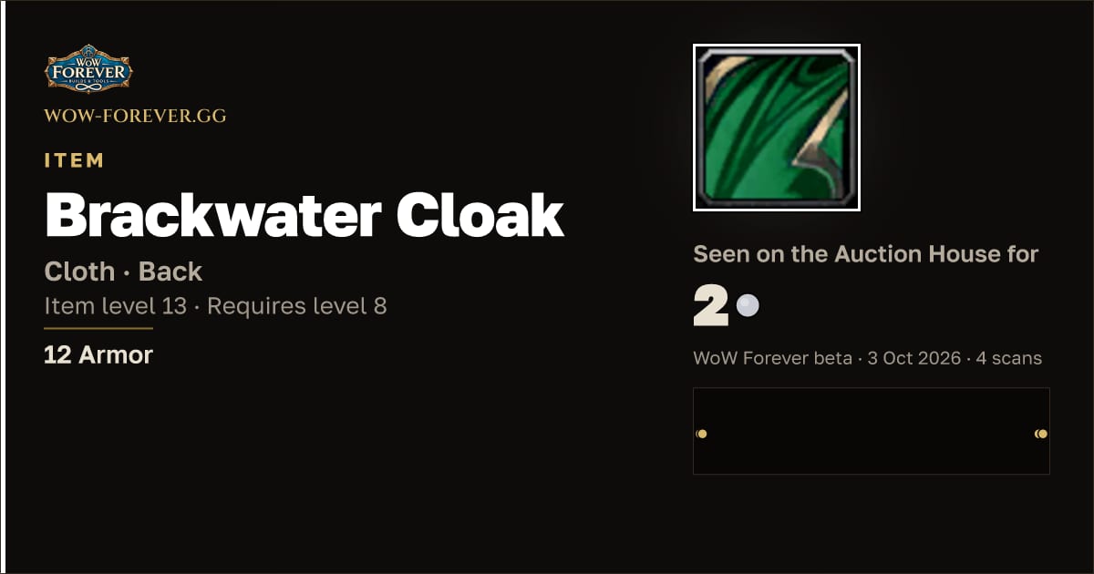 The preview card for Brackwater Cloak