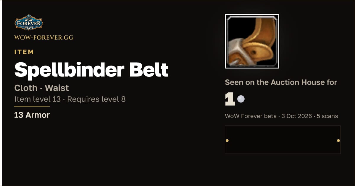 The preview card for Spellbinder Belt