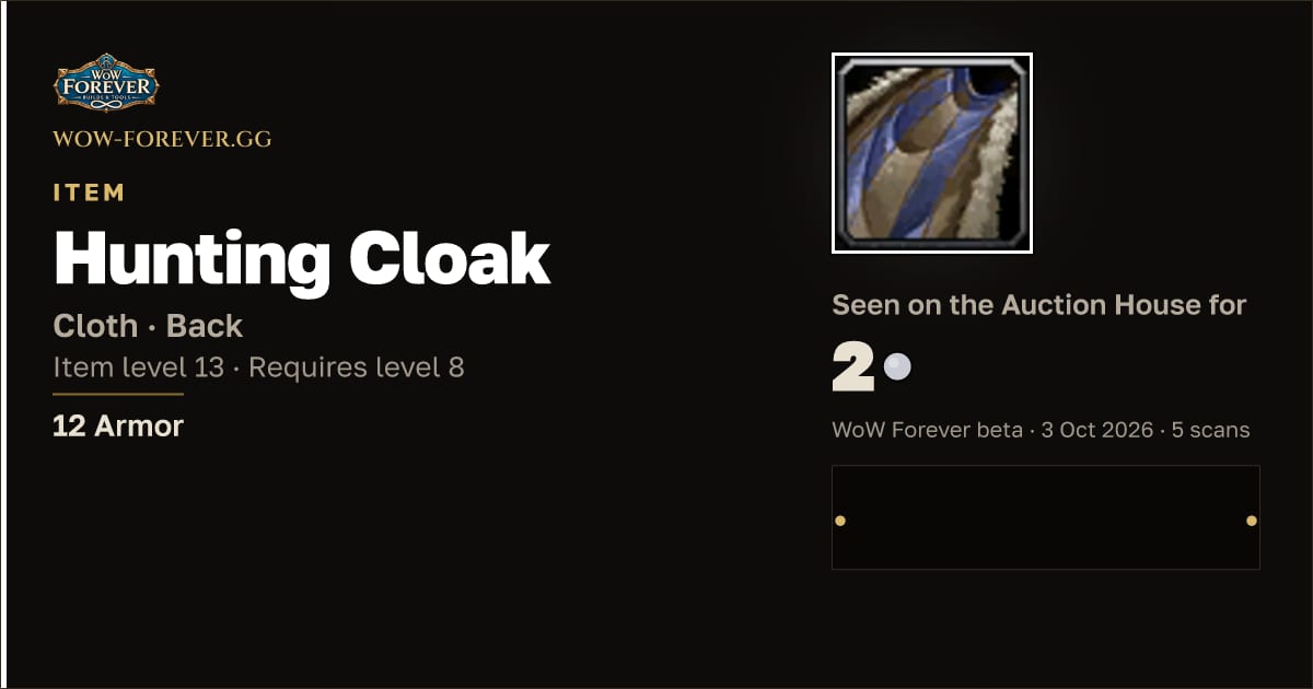 The preview card for Hunting Cloak