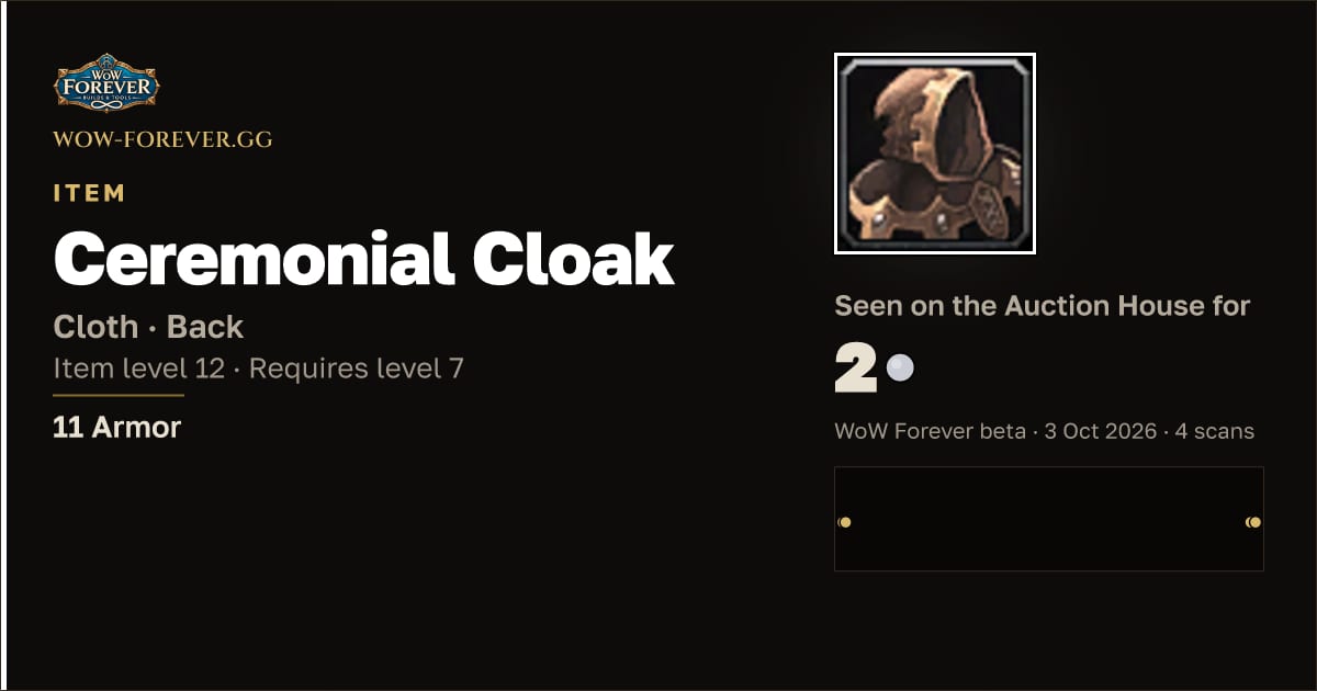 The preview card for Ceremonial Cloak