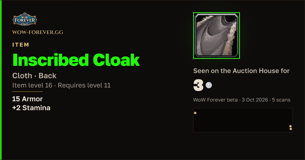 The preview card for Inscribed Cloak