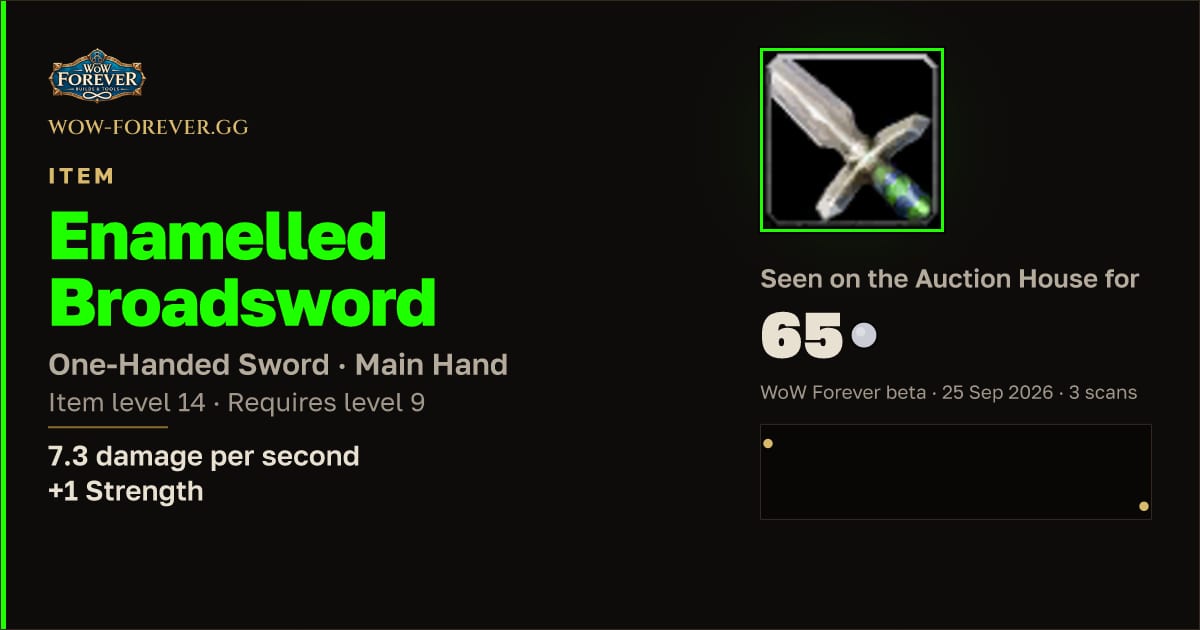 The preview card for Enamelled Broadsword
