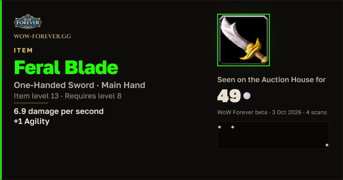 The preview card for Feral Blade