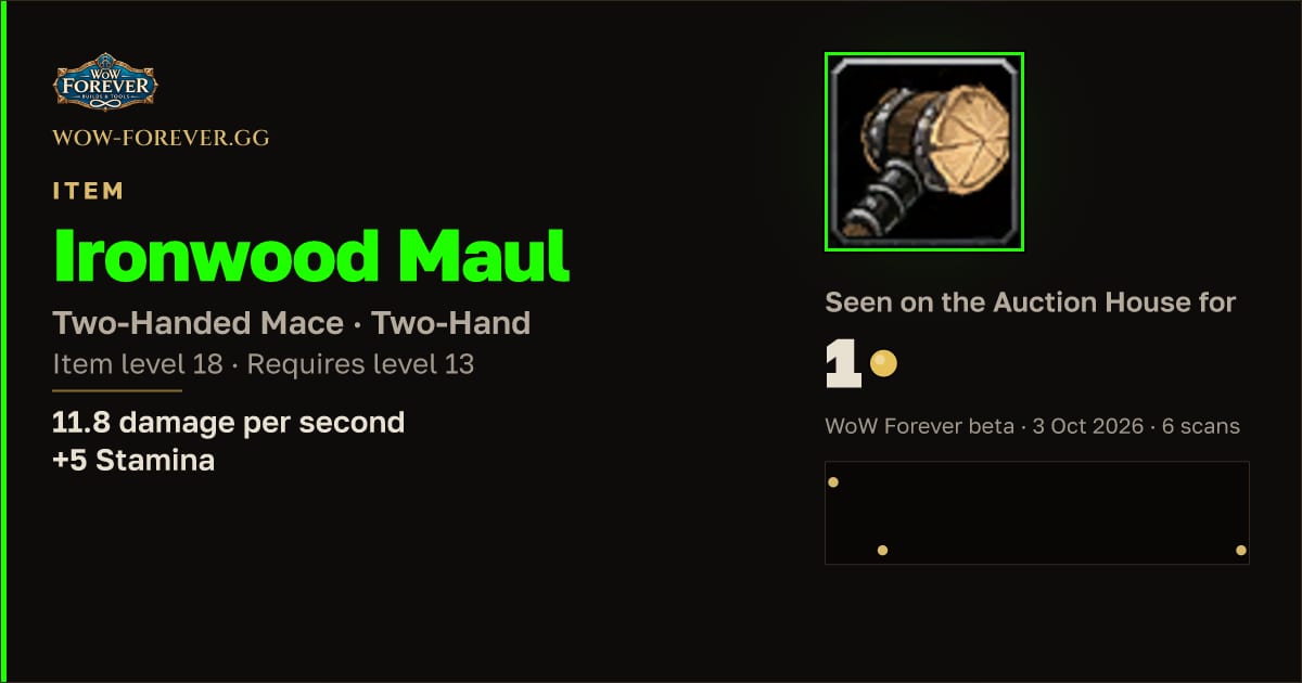 The preview card for Ironwood Maul