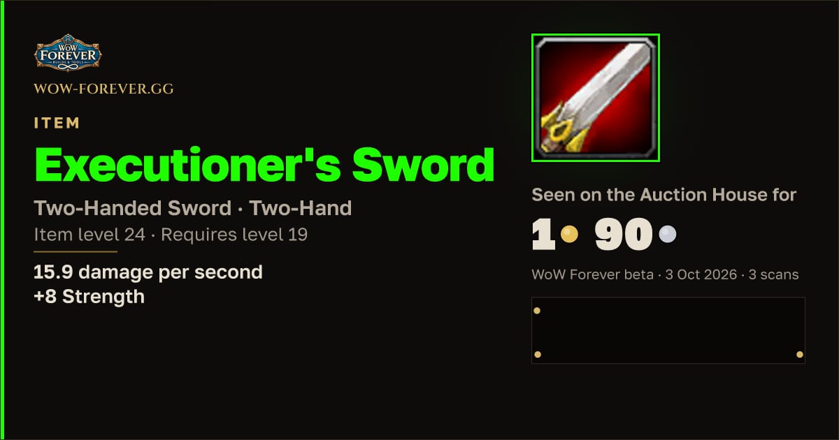 The preview card for Executioner's Sword