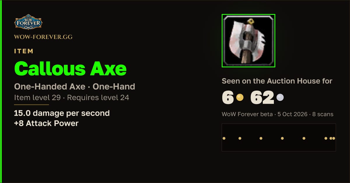 The preview card for Callous Axe