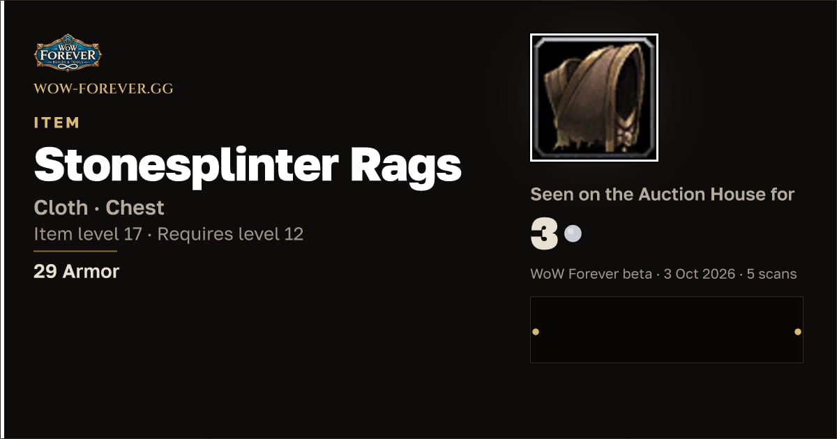 The preview card for Stonesplinter Rags