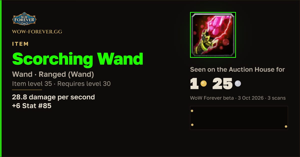 The preview card for Scorching Wand
