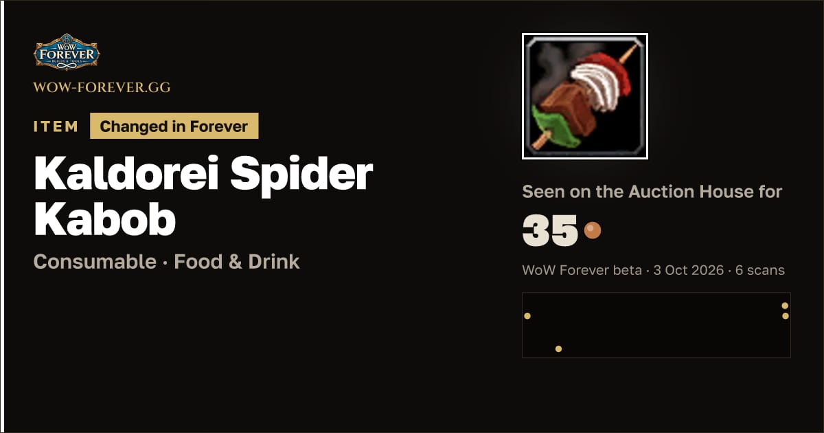 The preview card for Kaldorei Spider Kabob
