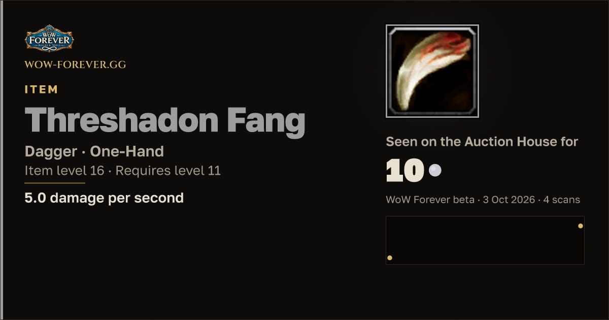 The preview card for Threshadon Fang