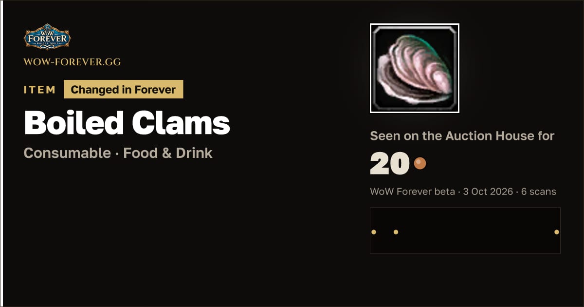 The preview card for Boiled Clams