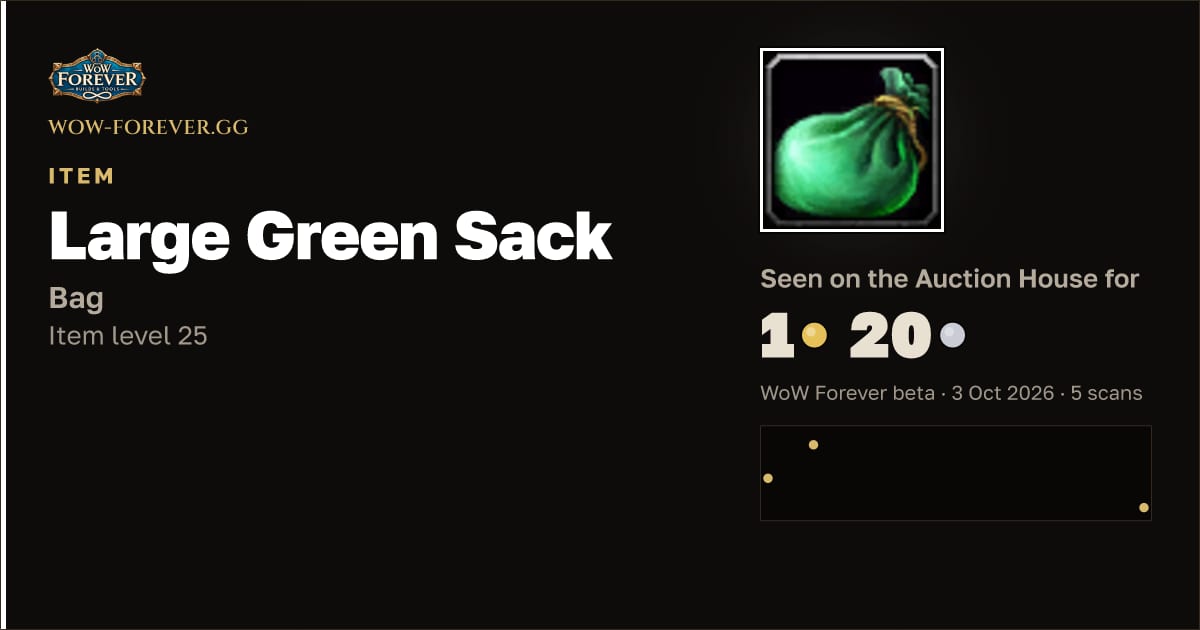 The preview card for Large Green Sack