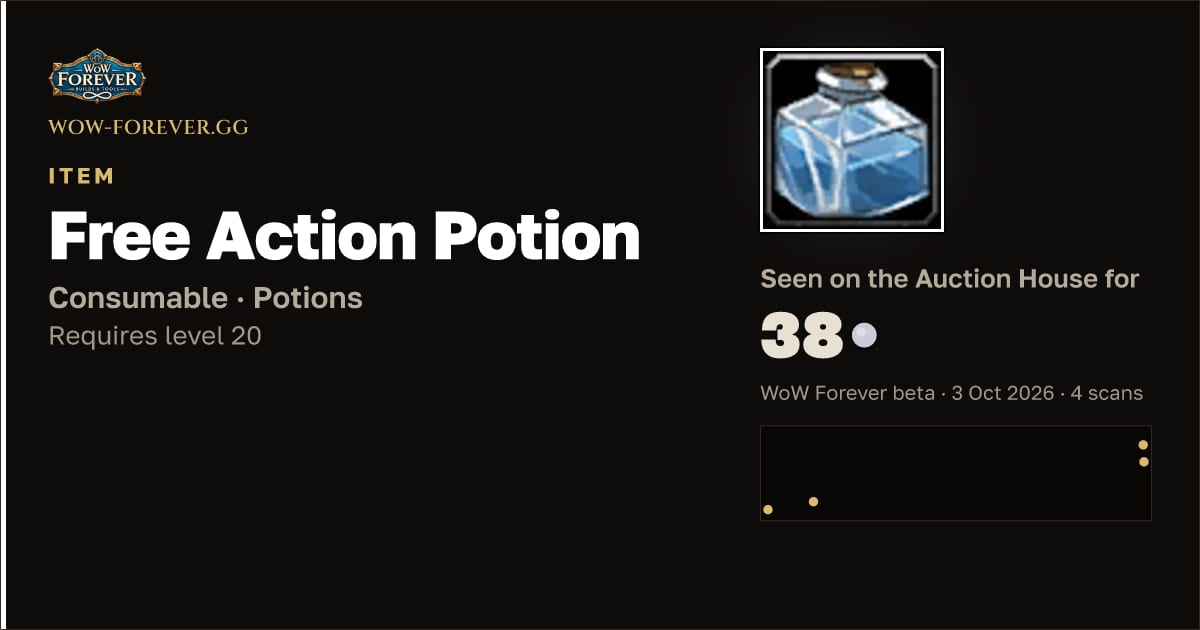 The preview card for Free Action Potion