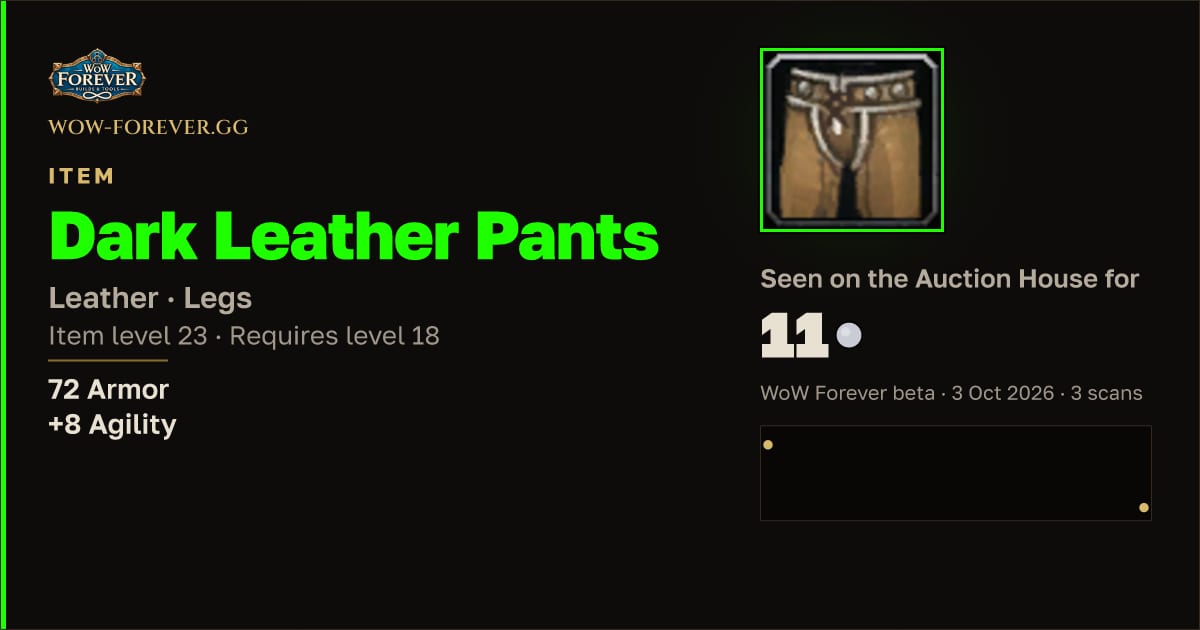 The preview card for Dark Leather Pants