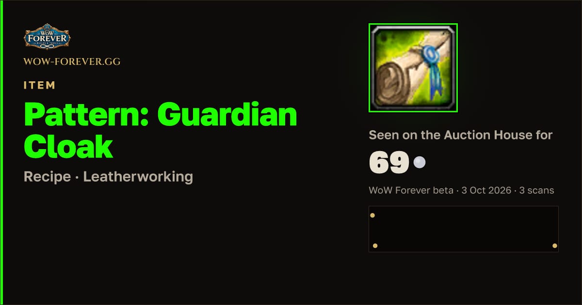 The preview card for Pattern: Guardian Cloak