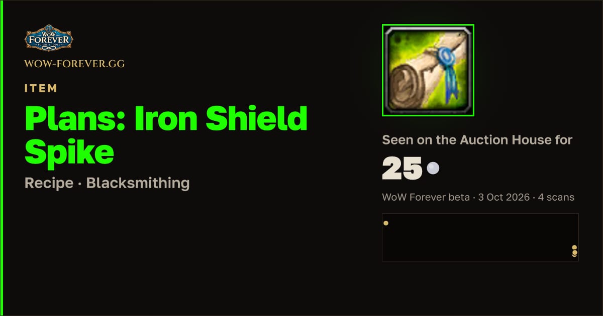 The preview card for Plans: Iron Shield Spike