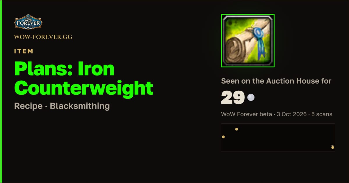 The preview card for Plans: Iron Counterweight