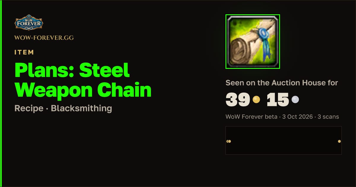 The preview card for Plans: Steel Weapon Chain