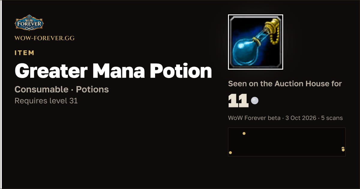 The preview card for Greater Mana Potion