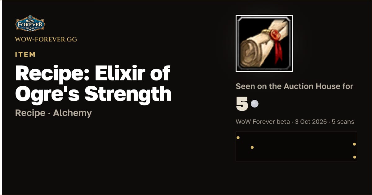 The preview card for Recipe: Elixir of Ogre's Strength
