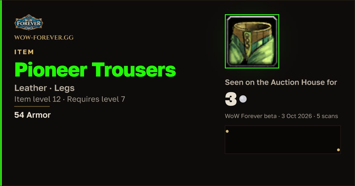 The preview card for Pioneer Trousers